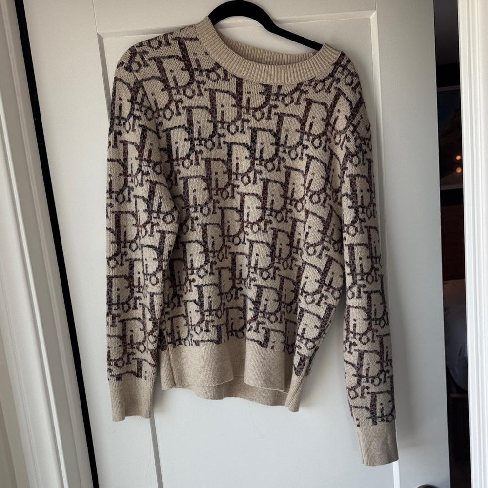 Dior Beige and Brown Logo Sweater